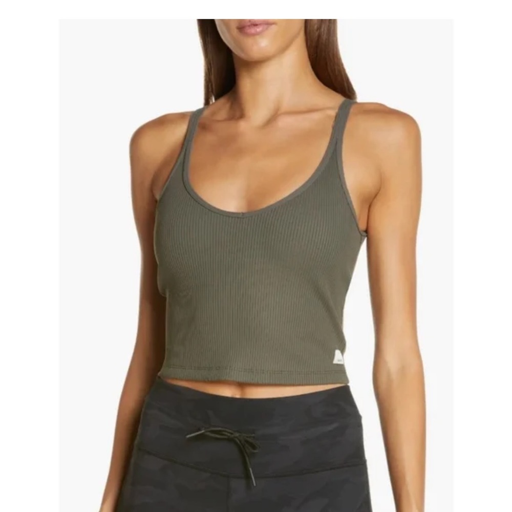 Vuori Olive Green Ribbed Tank Top